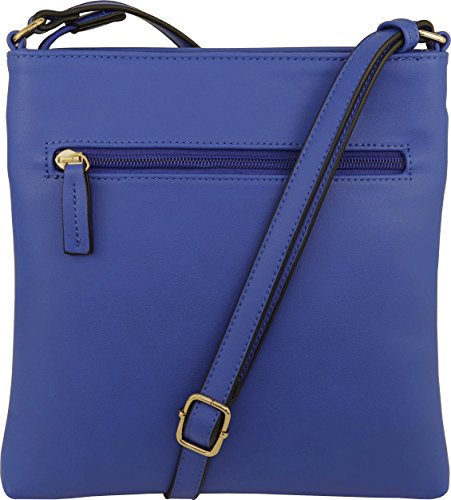 B BRENTANO Vegan Medium Crossbody Handbag Purse (Royal Blue.)