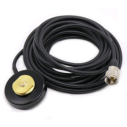 TengKo NMO Mount Magnetic Base 16 ft/ 5M Antenna Cable Roof or Trunk for Mobile Radios PL259 Connector for Yaesu Kenwood Vertex Icom Mobile Radiosï¼ˆBlackï¼‰