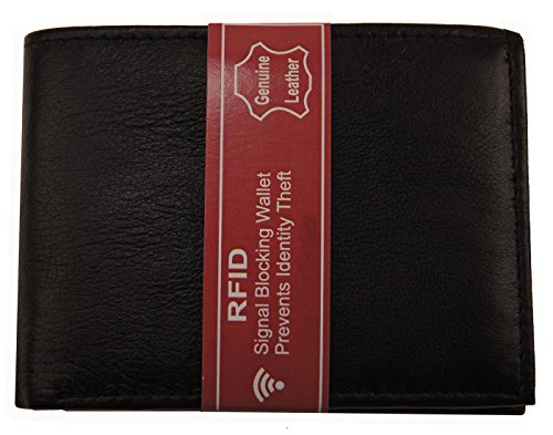RFID Improving Lifestyles Mens Leather Wallet Bifold Black SUNRFID1110BK
