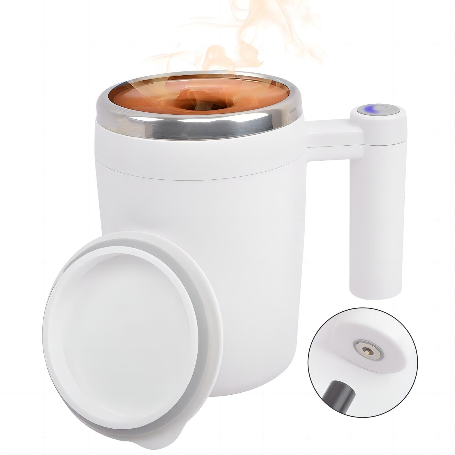 Photo 1 of KittBabby Automatic Self Stirring Mug 13oz - Waterproof Stainless Steel Travel Mug, Rechargeable Electric Mixer for Coffee & Tea, Gift for Her (Pearl White)