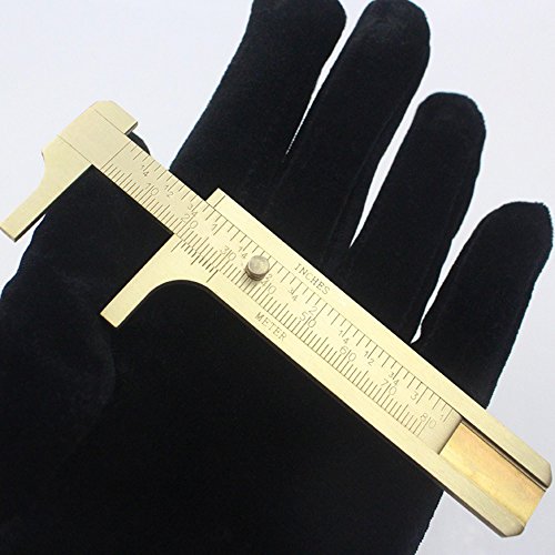 image for EKLOEN Mini Brass Sliding 80mm Double Scale Caliper for Measuring Gems