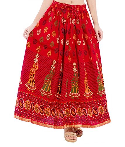 rangsthali cotton printed straight long skirt for women (size: length- 38 inches) waist- non stretch- 26 x after stretch- 38 inches