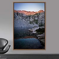 Framed Canvas Wall Art Mountain Lake View Global Landscape Mountain Multicolor Photography Relax/Calm - 16x24 inches