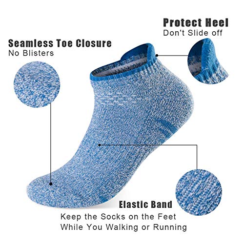 OxsOy Men's Athletic Ankle Socks Moisture Wicking Cushioned No Show Low Cut Running Tab Sock, 5-Pack (Multicolor-5 Pairs)