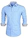 Emiqude Camisa De Hombre Stylish Casual Fitted Cotton Button Up Shirts Medium Blue