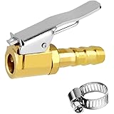 Joywayus Tire Inflator Valve 5/16" Open Flow Air Chuck with Lock Connector and Stainless Steel Clamp