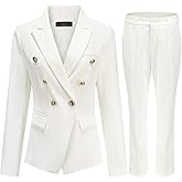 YUNCLOS Women's 2 Pieces Vintage Office Lady Suit Set 1 Button Blazer and Suit Pants