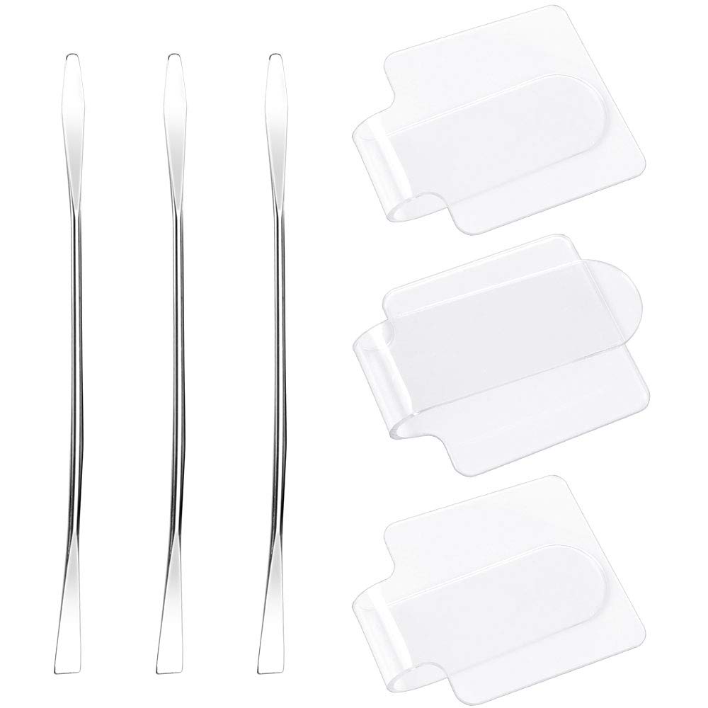 Jubaopen Makeup Palette, 3 Pcs Clear Mixing Palette Makeup Blending Palette Foundation Mixing Tray with Spatula Tool for Eye Shadow Eyelash Lipsticks Nail Art