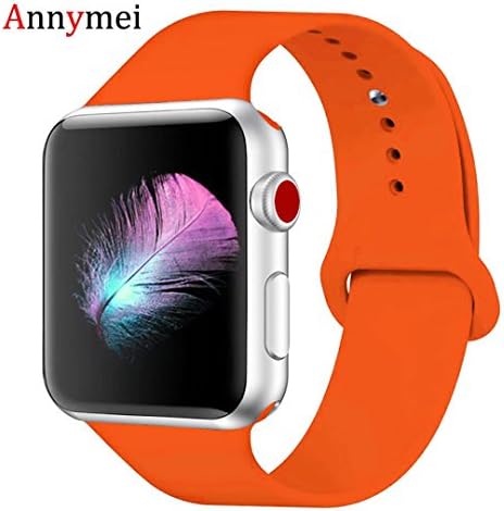 Annymei Watch Band, Durable Soft Silicone Replacement Compatible Watch Strap Replacement Sport Band Watch Band Series 5/4/3/2/1 Sport, Edition (Orange, 38MM S/M=40MM S/M)