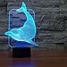 Saiam 3D Lamp Desk Table Light Cute Lovely Dolphin Shapes 7 Colors Amazing Optical Illusion Led Lamp Art Sculpture Lights Produces Unique Lighting Effects And 3D Visualization For Home Décor