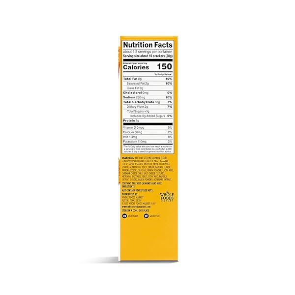 365 BY WHOLE FOODS MARKET, CHEDDAR ALMOND FLOUR CRACKERS, 5 OUNCE