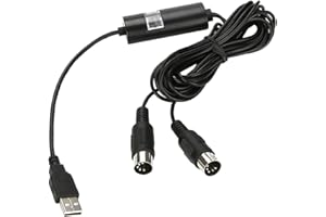 USB to MIDI Cable Converter, 5 Pin Synthesizer Interface Input Output Adapter Music Studio Editing Recording Track Keyboard C