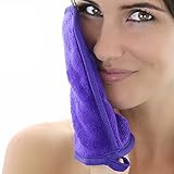 Reversible Makeup Remover Cloth Mitt (2 pack) & Bonus Microfiber Travel Towel