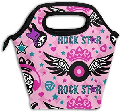Rock Star Princess Reusable Insulated Lunch Bag Cooler Tote Box with Zipper Closure for Woman Man Work Pinic Or Travel