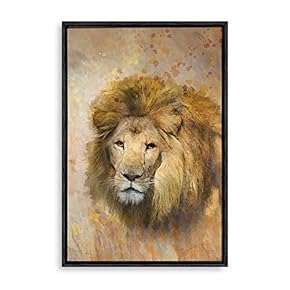 Framed Canvas Home Artwork Decoration Animal Portrait Canvas Wall Art for Living Room, Bedroom - 16x24 inches