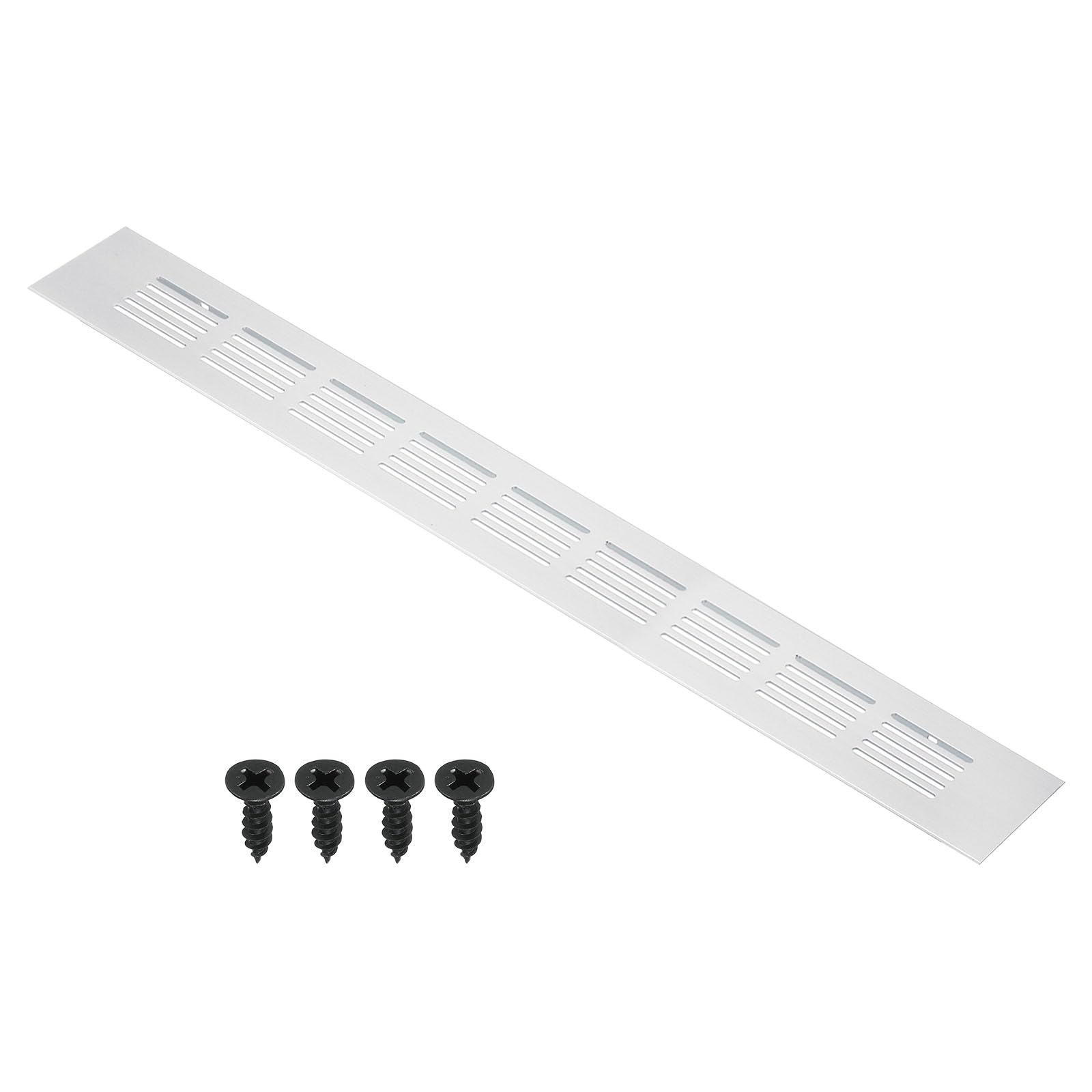 PATIKIL 16 x 2 Inch Door Air Vent Cover, Aluminum Grille Ventilation Cover Louvered with Mounting Screws for Cabinet Wardrobe Door, Silver Tone