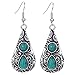 YAZILIND Vintage Green Round Teardrop Embossed Dangle Drop Hook Earrings