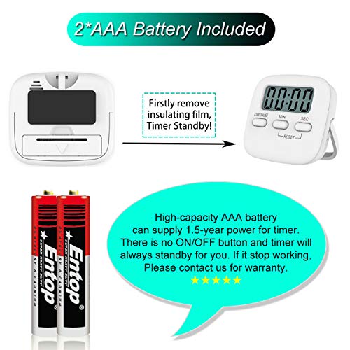Kitchen Timer, Cbiumpro 2 Pack Digital Kitchen Timer Loud Alarm Countdown Timer for Cooking, Bathing, Gaming, Kids, Teacher - Battery Included