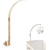 Wooden Crib Mobile Arm | Baby Crib Mobile Arm Wooden Holder | Rotatable Adjustable Anti Slip Attachment Clamp for Sturdy Mobile Hanger (Curved Arm)