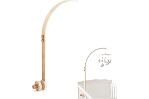 ETUCDOSE Wooden Crib Mobile Arm | Baby Crib Mobile Arm Wooden Holder | Rotatable Adjustable Anti Slip Attachment Clamp for Sturdy Mobile Hanger (Curved Arm)