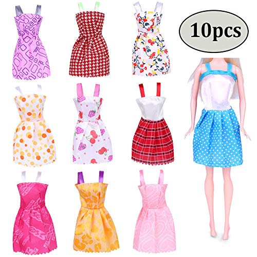 50pcs accessori per Barbie Doll e abiti da festa abiti -10 pezzi abiti da partito, 10 scarpe PCS, 10pcs appendiabiti e 10pcs gioielli per la ragazza compleanno regalo di Natale