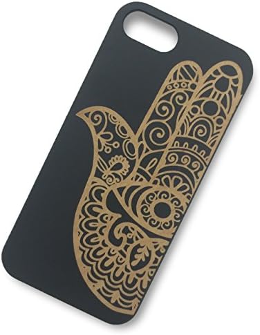 Wood iPhone Case - iPhone 6s / iPhone 6 Case - WDPKR Wooden Phone Cover - Unique High Contrast Black Painted Wood Bumper Accessory for Apple iPhone 6 / 6s (Hamsa Fatima Hand)