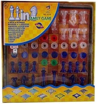 Brand Siris 11 in 1 Family Game with Chess, Checkers, Ludo, Snakes & Ladders & Many More Exciting Games for Kids, Multi Color