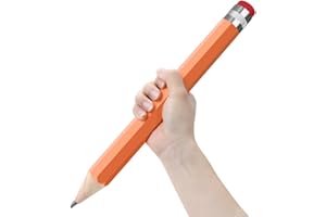 BUSHIBU Wooden Jumbo Pencils for Prop/Gifts/Decor - 14 Inch Funny Big Novelty Pencil with Cap(Orange Red) for Schools and Homes