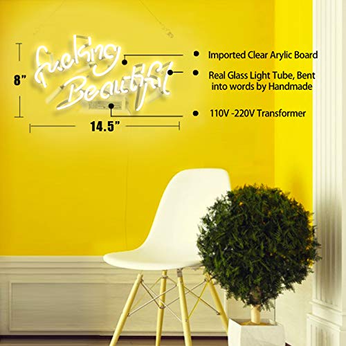 Beer Neon Wall Signs Room Decor Fucking Beautiful for Home Bedroom Girls Pub Hotel Beach Cocktail Recreational Game Room 14" x 9" - Thumbnail 6