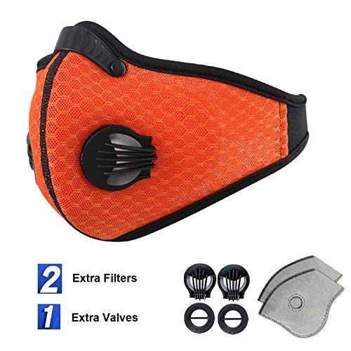 Topnisus Dust Mask with Filter for Cycling Running Jogging Sawmilling Mowing Outdoor Activity Dustproof Mask (Orange) - Thumbnail 2