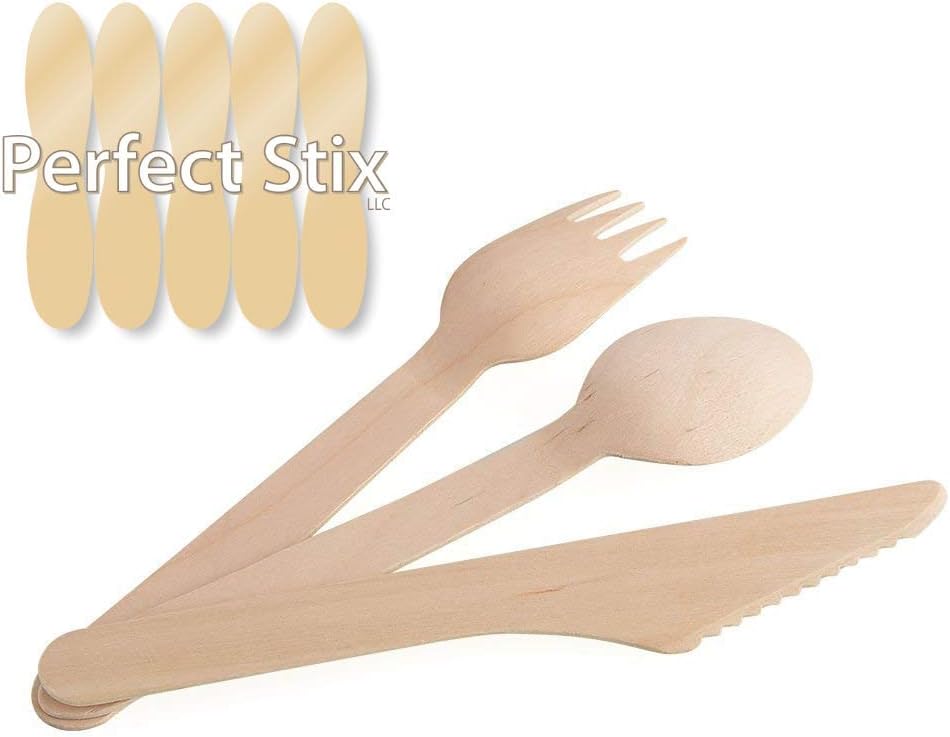 Perfect Stix Green Cutlery Kit200ct Wooden Disposable Cutlery Kit of