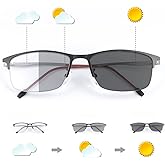 LJIMI Transition Photochromic Progressive Multifocus Reading Sunglasses UV Protection Sun Reader Blue Light Blocking Glasses