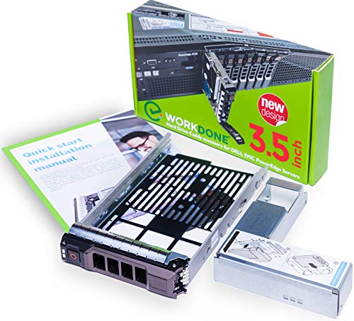 WorkDone 3.5 inch Hard Drive Caddy Tray Compatible for Dell PowerEdge Servers - with 2.5 inch HDD Adapter NVMe SSD SAS SATA Bracket - Now Simply and Easy Carrier Setup with Installation Manual