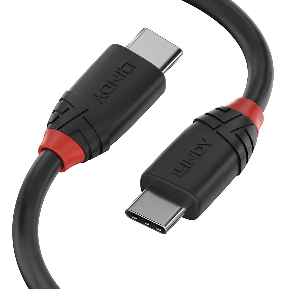 Lindy 0.5m USB 3.2 Type C to C Cable, 20Gbps, Black Line
