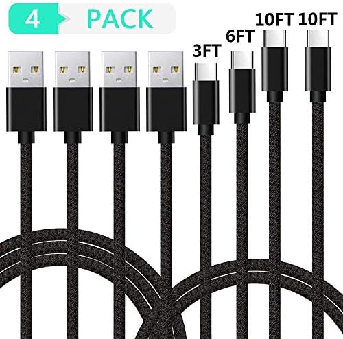 USB Type C Cable,LIAOINTEC USB C to USB A Fast Charging & Data Sync Cord (4-Pack,3FT 6FT 10FT 10FT) for Samsung Galaxy S10 S9 S8 Plus Note 9 8,Moto Z,LG V30 V20 G5,Nintendo Switch and More