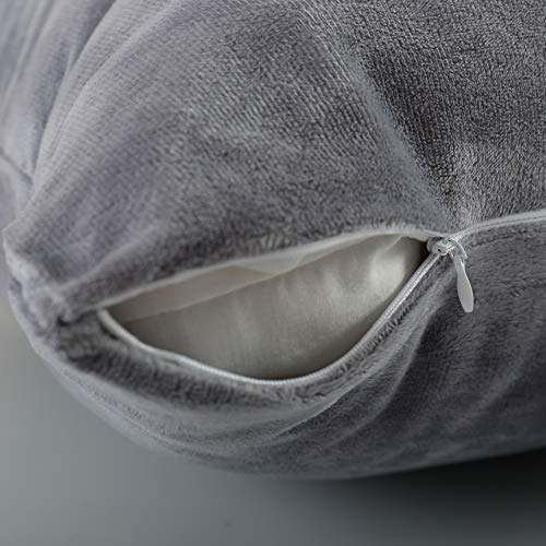 Evolive Soft Micromink Euro Sham Cover Pillowcase Replacement with Zipper Closure (Grey, 26"X26")
