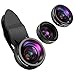 KeeKit Phone Camera Lens, Lens for iPhone, 2X Zoom Lens, 198° Fisheye Lens, 0.63X Angle Lens & 15X Macro Lens (Attached Together) for iPhone & Samsung and Other Smartphones (Black-3 in 1 Lens Kit)