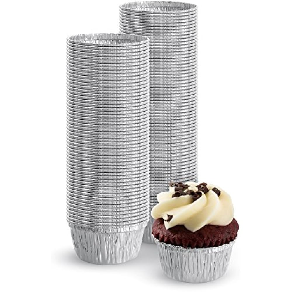 100 Piece Aluminum Foil Muffin Cupcake Ramekin 4 Oz Cups Disposable