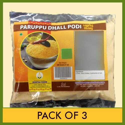 The Grand Sweets and Snacks(GSS) Paruppu (Dhall) Podi / Powder (Pack of 3) Each Pkt 200g (B-P)