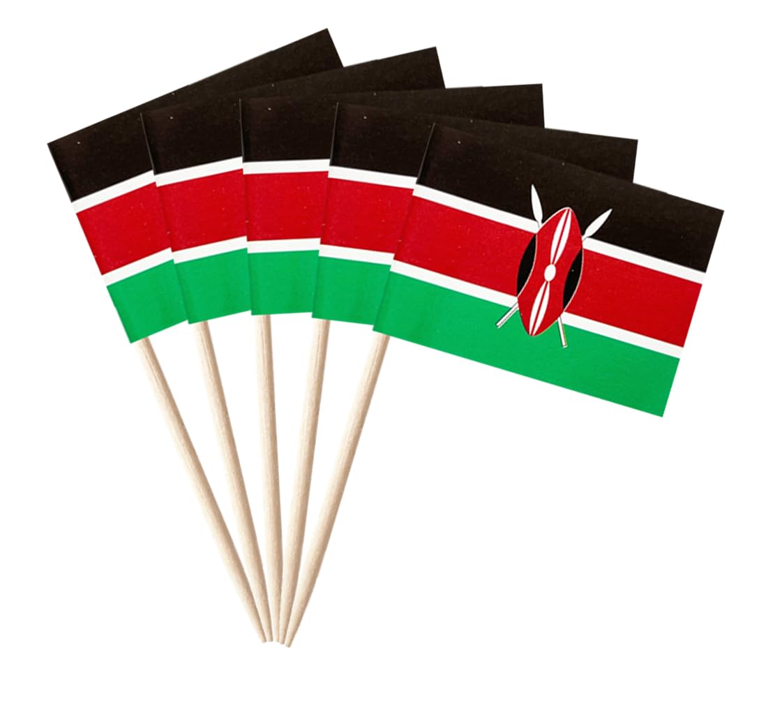Photo 1 of stidsds 100 Pcs Kenya Flag Kenya Toothpick Flags Mini Small Kenyan Cupcake Toppers Stick Flags Banner Party Cocktail Fruit Decoration