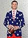 OPPOSUITS Men American Flag Suit - USA Outfit for the 4th of July with Red White and Blue Jacket, Pants and Tie