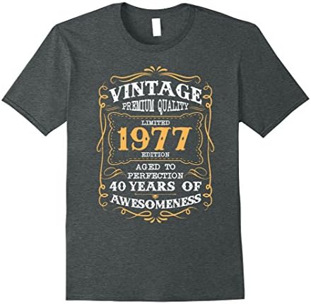 Mens Vintage Born in 1977 40st Birthday T-Shirt 40 Years Old XL Dark Heather