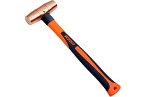 WEDO Copper Sledge Hammer 2lb,Solid Copper Mallet Hammer,Fiberglass Handle,Length 350mm,Die-Forged, Corrosion Resistant, DIN Standard