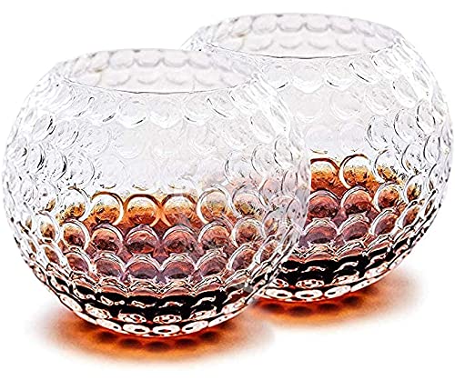 Golf Whiskey Glasses - Set of 2 - Unique, Handmade, Durable, and Fun Golf Drinking Accessories 10 Ounces Each and Handmade; A Great Present for Men and Women Golfers