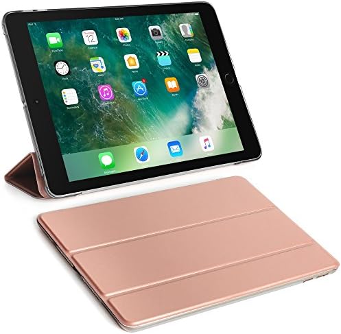 NEESI Case for iPad Pro 9.7, Ultra Slim Lightweight Smart Case Trifold Cover Stand with Auto Sleep/Wake Feature Flexible Soft TPU Back Cover for Apple iPad Pro 9.7 Inch 2016 Release Tablet, Rose Gold