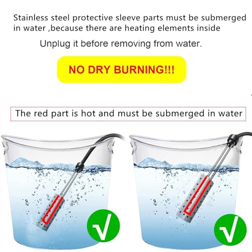 2000W Immersion Water Heater - Constant Temperature Electric Submersible Model with Stainless Steel Guard Cover and Built-in Digital LCD Thermometer