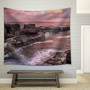 Landscape of Sunset Sky by The Seashore - Fabric Wall Tapestry Home Decor - 51x60 inches