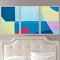 3 Piece Framed Canvas Wall Art Abstract Colorful Cool Geometric Canvas Prints Home Artwork Decoration for Living Room,Bedroom - 16