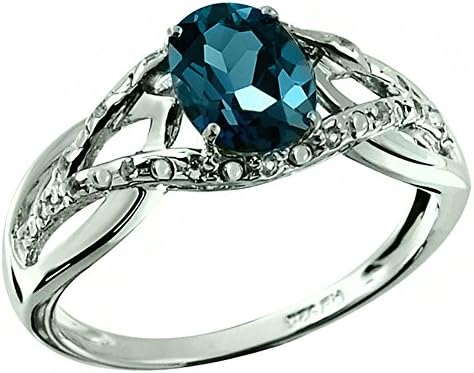 1.74 Carats London Blue and White Topaz Silver Ring (8)