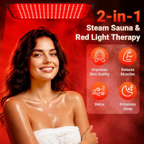 2 Person Sauna Portable Infra-red Sauna Box, Upgraded Home Sauna Tent with 160 LEDs Dual 660nm & 850nm RedLight, 2 Steamers, 5-Layer Waterproof, 99-Min Timer & Remote for Relaxation